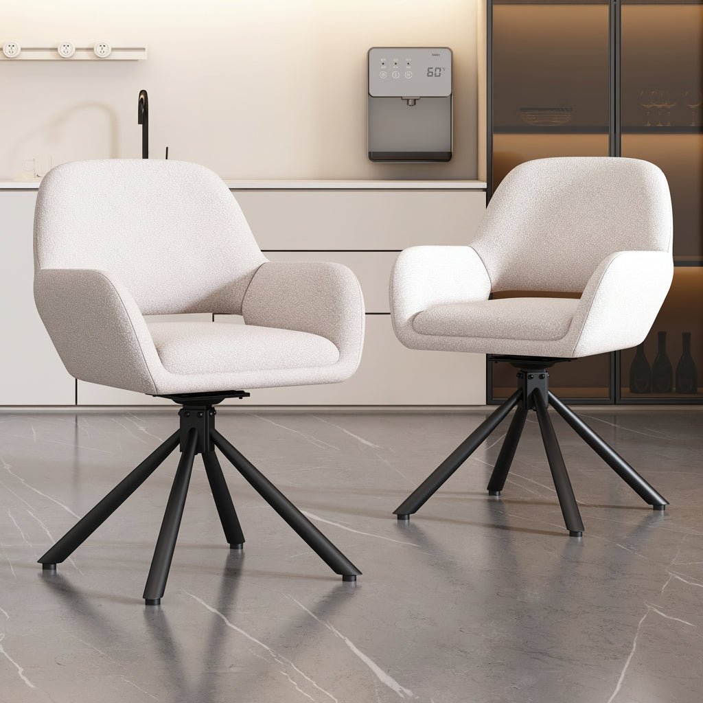 Dining Room Set with Table and 6 Sherpa Fabric Chairs - Image 5